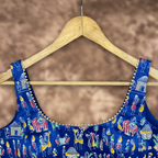 Ishiqiya Blue Blue Coloured Art Row Silk Ready to Wear Blouse - kapda Tailor