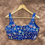 Ishiqiya Blue Blue Coloured Art Row Silk Ready to Wear Blouse - kapda Tailor