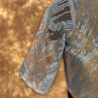 Rubbed Fine Art Sky Gry Coloured Net With Embroidrey Ready to Wear Blouse - kapda Tailor