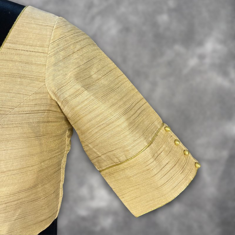 Gleaming Glow Gold Coloured Silk Ready to Wear Blouse - kapda Tailor