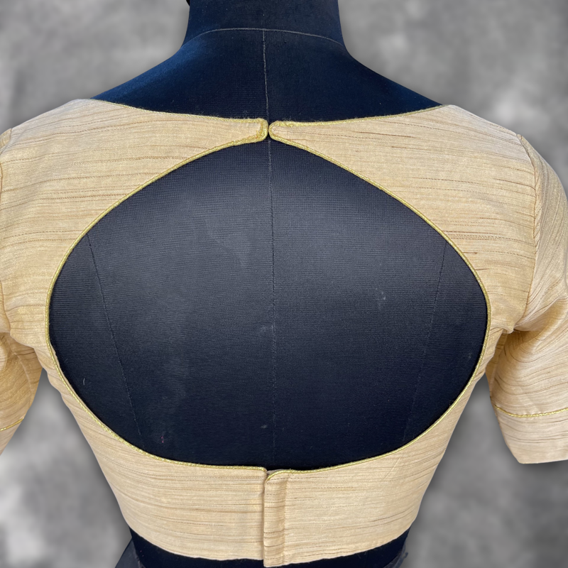 Gleaming Glow Gold Coloured Silk Ready to Wear Blouse - kapda Tailor