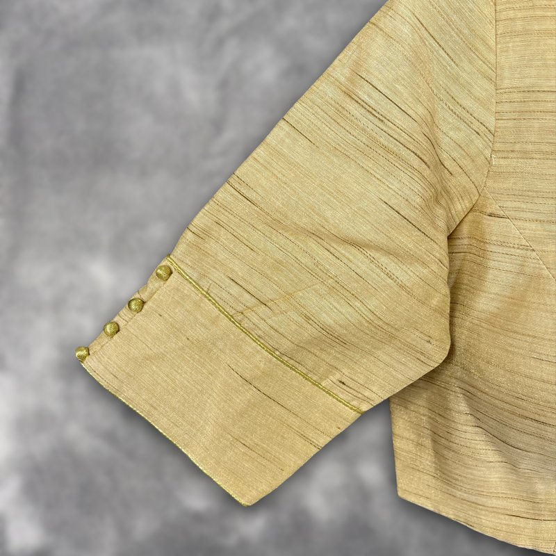 Gleaming Glow Gold Coloured Silk Ready to Wear Blouse - kapda Tailor