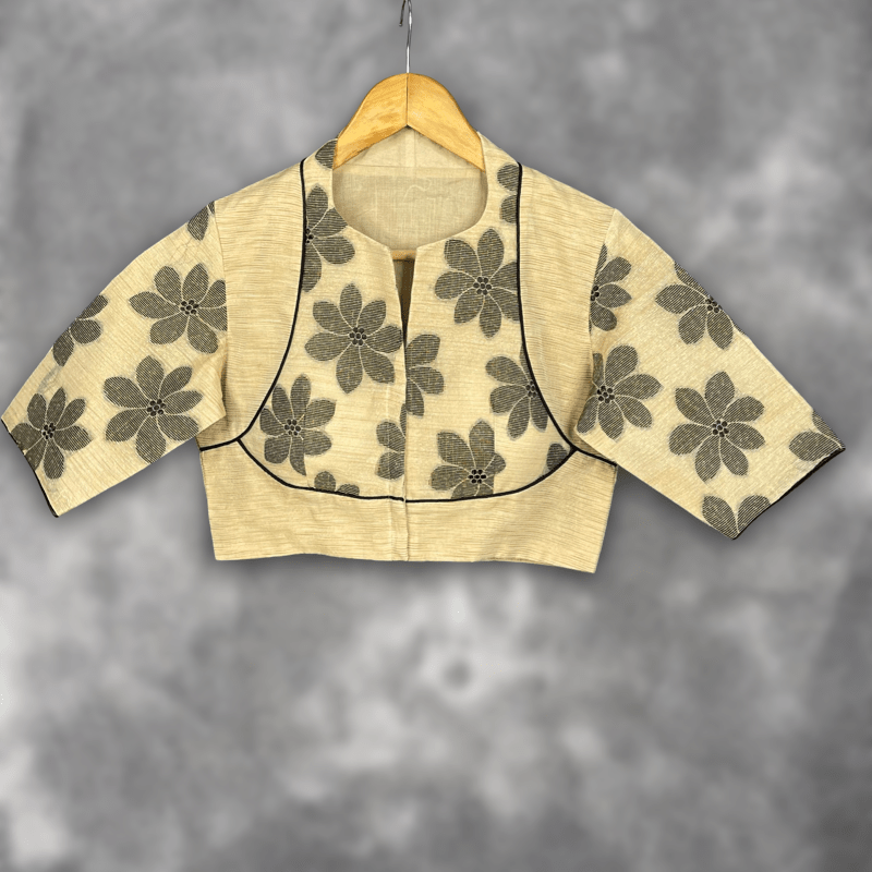 Baadal Ki Chaoon Beige Coloured Cota Cotton/Jute Cotton Ready to Wear Blouse - kapda Tailor
