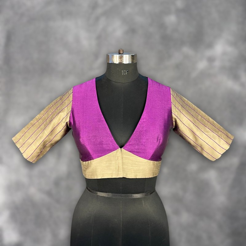 Lavender Love Lavender Coloured Silk & Chanderi Ready to Wear Blouse - kapda Tailor