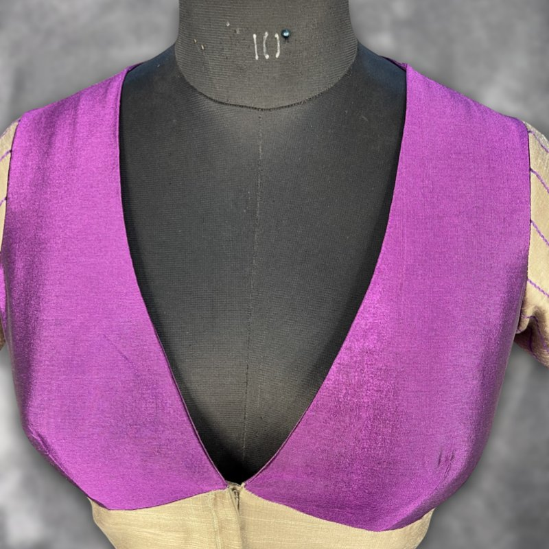 Lavender Love Lavender Coloured Silk & Chanderi Ready to Wear Blouse - kapda Tailor