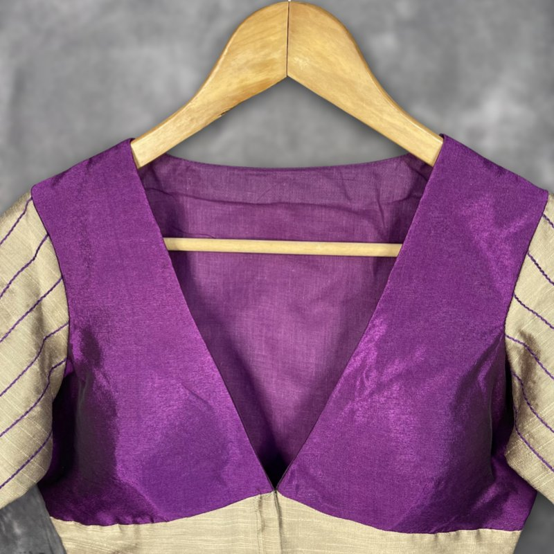 Lavender Love Lavender Coloured Silk & Chanderi Ready to Wear Blouse - kapda Tailor