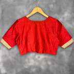 Tradition Reloded Red/Gold Coloured Chanderi Silk / Brocket Ready to Wear Blouse - kapda Tailor