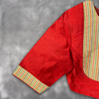 Tradition Reloded Red/Gold Coloured Chanderi Silk / Brocket Ready to Wear Blouse - kapda Tailor