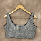 Fabulous Buta Grey Coloured Chanderi Silk Ready to Wear Blouse - kapda Tailor
