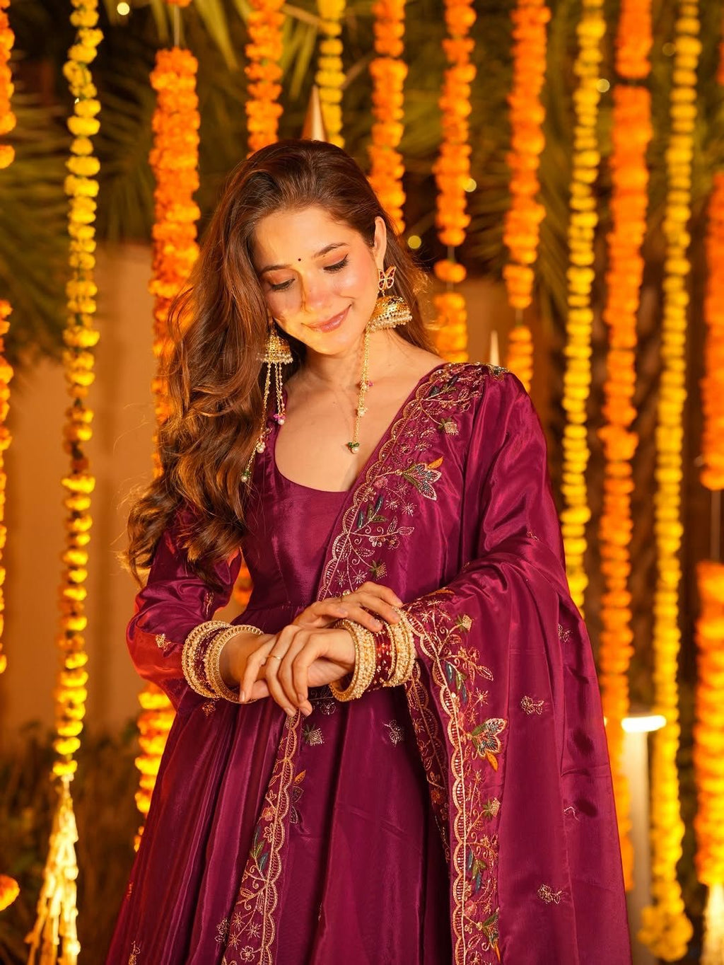 Yash Enterprise Red Crepe Silk Party Wear Embroidery Suit Set - Distacart