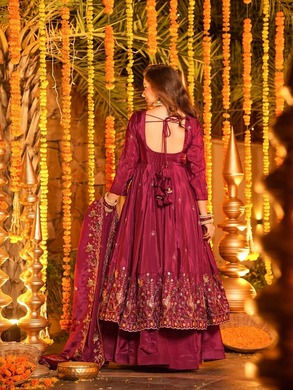 Yash Enterprise Red Crepe Silk Party Wear Embroidery Suit Set - Distacart