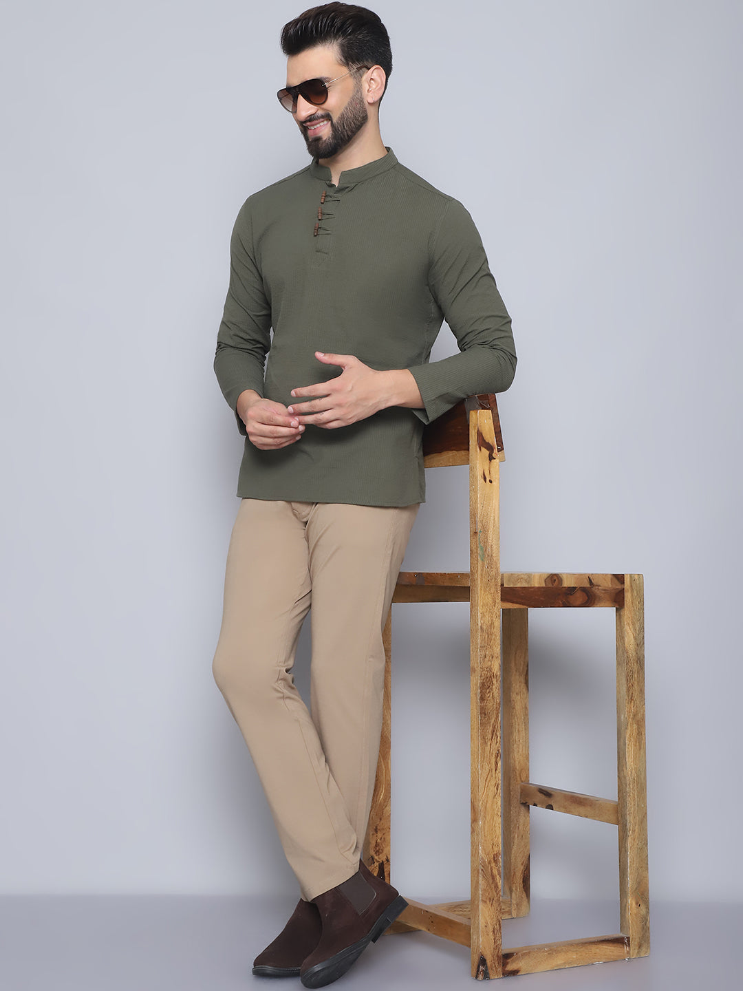 Even Apparels Men's Loop Wooden Button Kurta