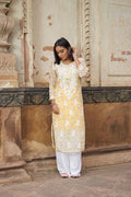 Rangreza Ethnic Eliza Georgette Chikankari Kurta With Inner (Set Of 2) Yellow - Distacart