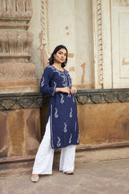 Rangreza Ethnic Saundarya Rayon Kurta Dark Blue - Distacart