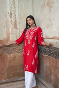 Rangreza Ethnic Saundarya Rayon Kurta Red - Distacart