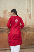Rangreza Ethnic Alifa Cotton Kurta Maroon - Distacart