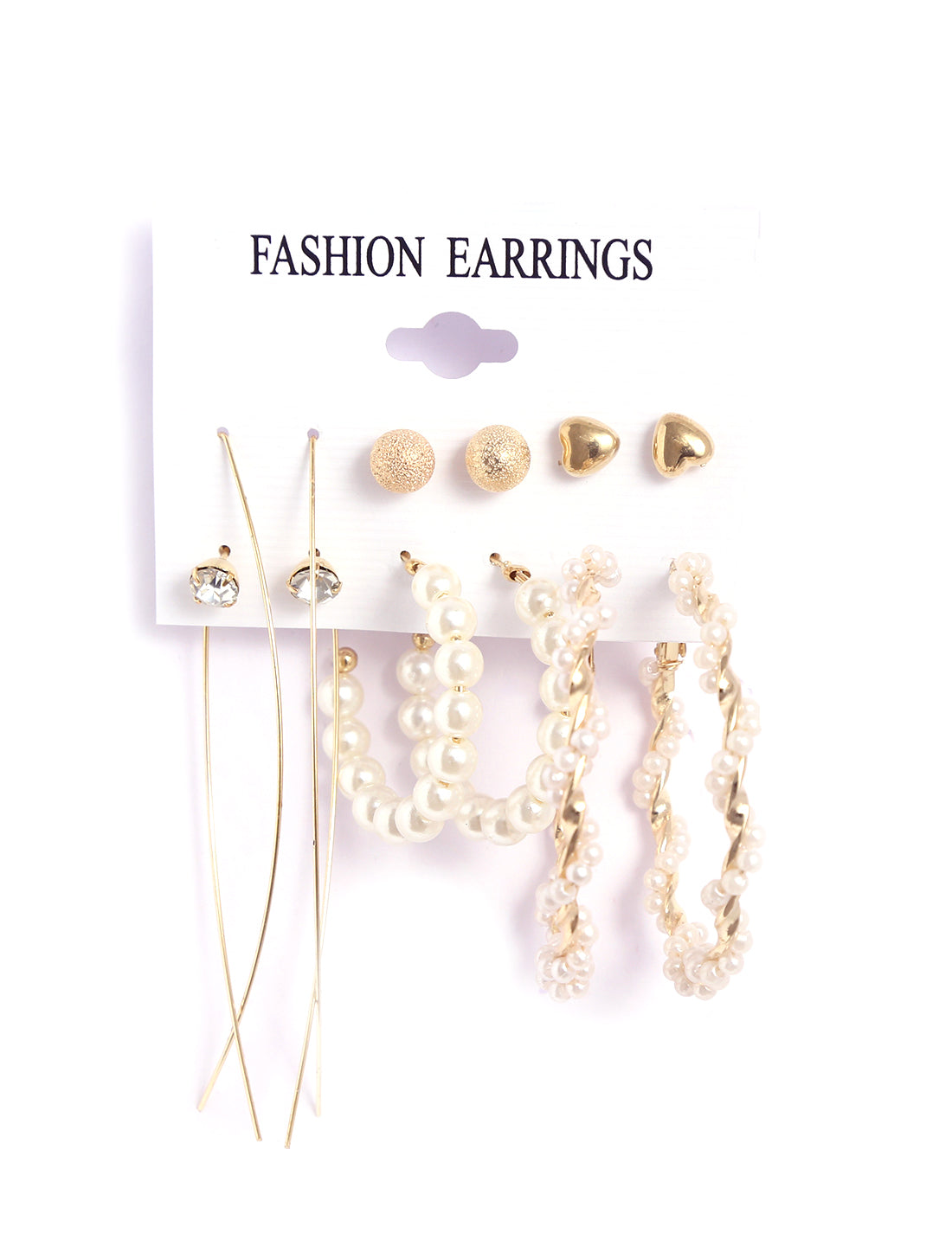 Gold-Plated Alloy Set Of 6 Designer Earrings - The Pari - Distacart