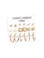 Gold-Plated Alloy Set Of 9 Designer Earrings - The Pari - Distacart