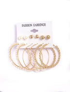 Gold-Plated Alloy Set Of 6 Designer Earrings - The Pari - Distacart