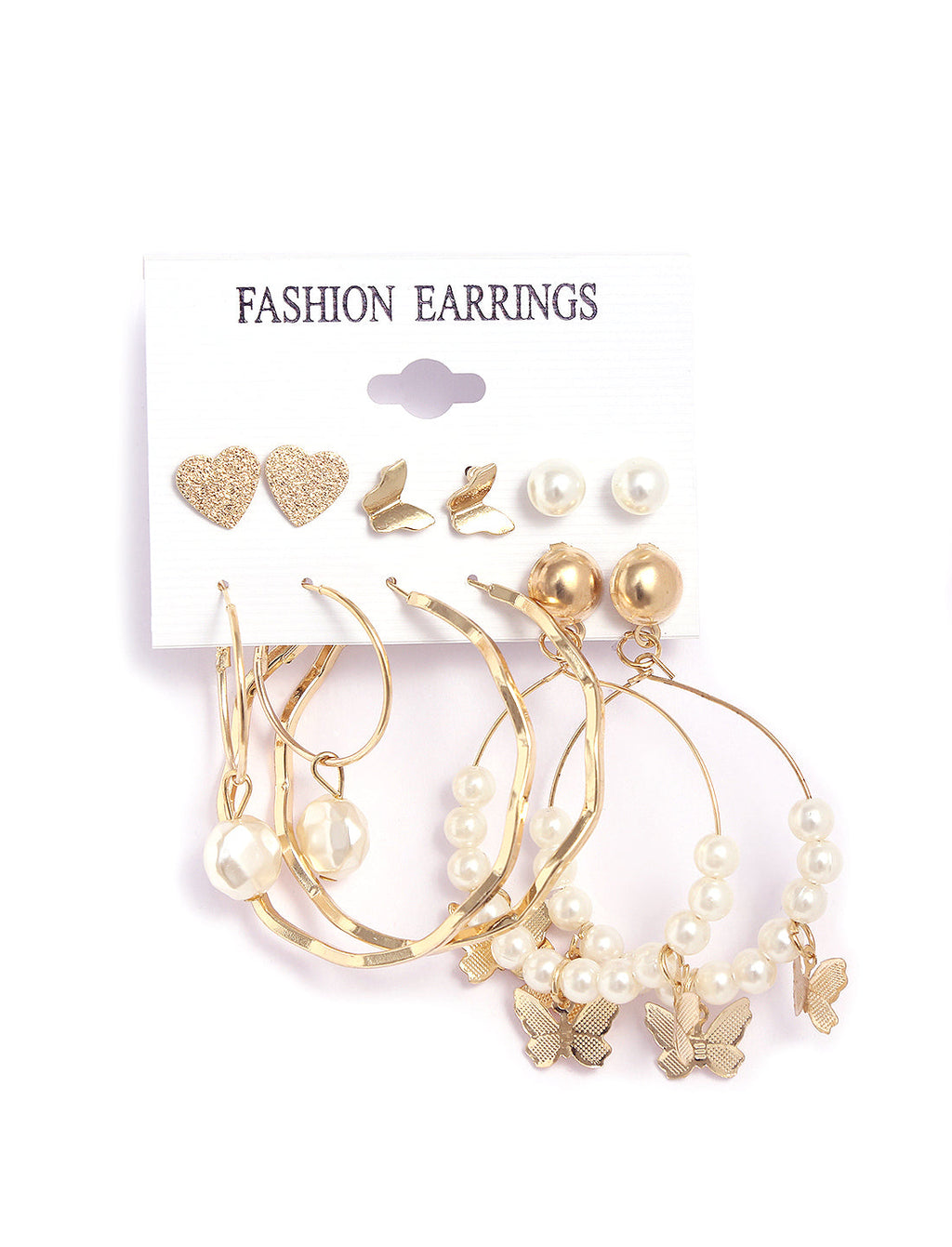 Gold-Plated Alloy Set Of 6 Designer Earrings - The Pari - Distacart