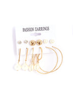 Gold-Plated Alloy Set Of 6 Designer Earrings - The Pari - Distacart