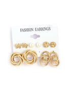 Gold-Plated Alloy Set Of 6 Designer Earrings - The Pari - Distacart