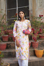 Rangreza Ethnic Leela Mulmul Chikankari Kurta Yellow - Distacart