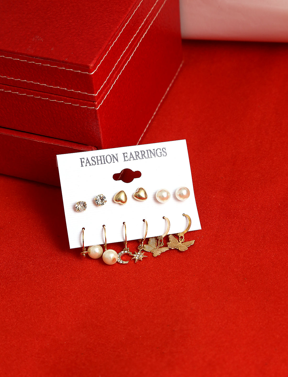 Gold-Plated Alloy Set Of 6 Designer Earrings - The Pari - Distacart
