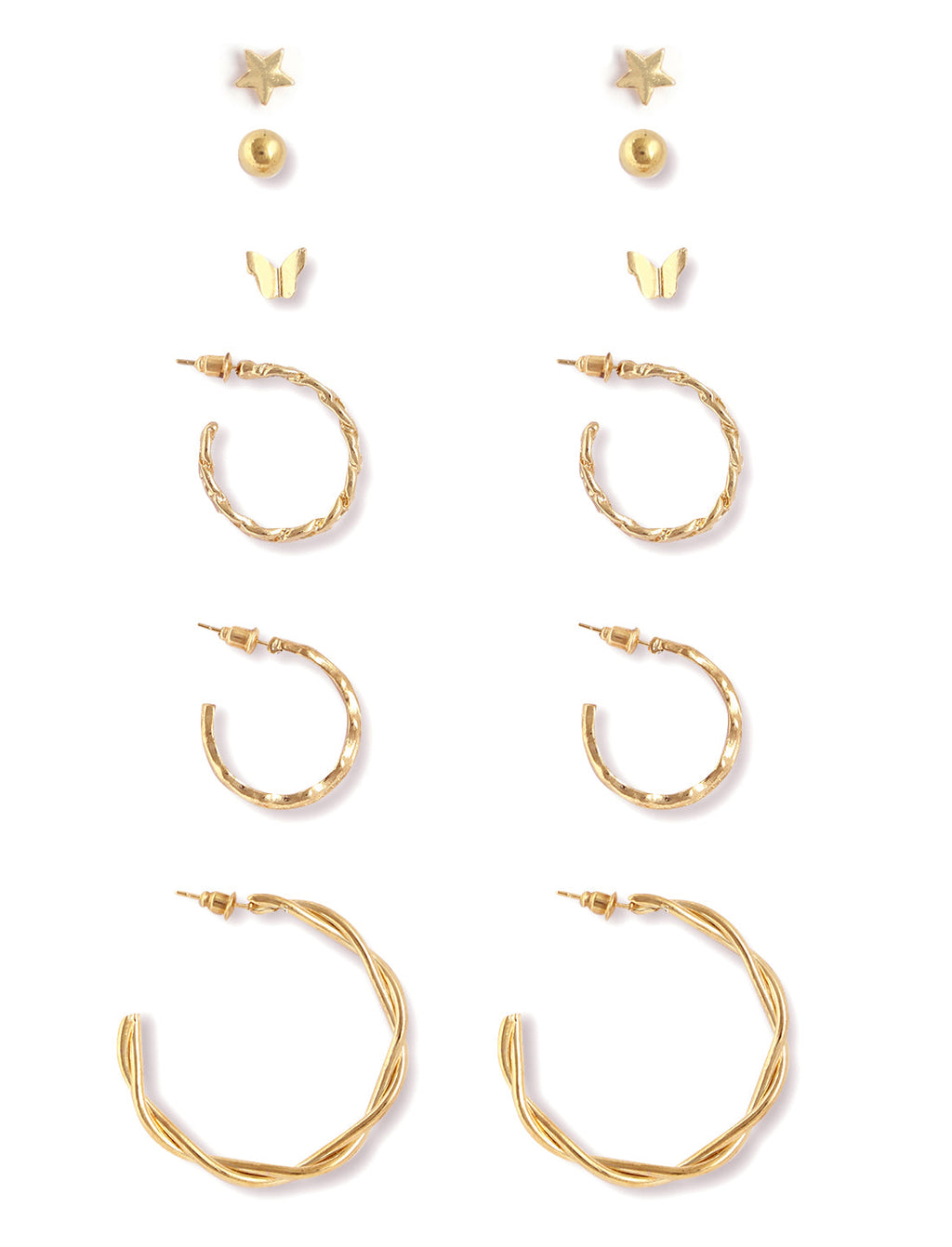 Gold-Plated Alloy Set Of 6 Designer Earrings - The Pari - Distacart
