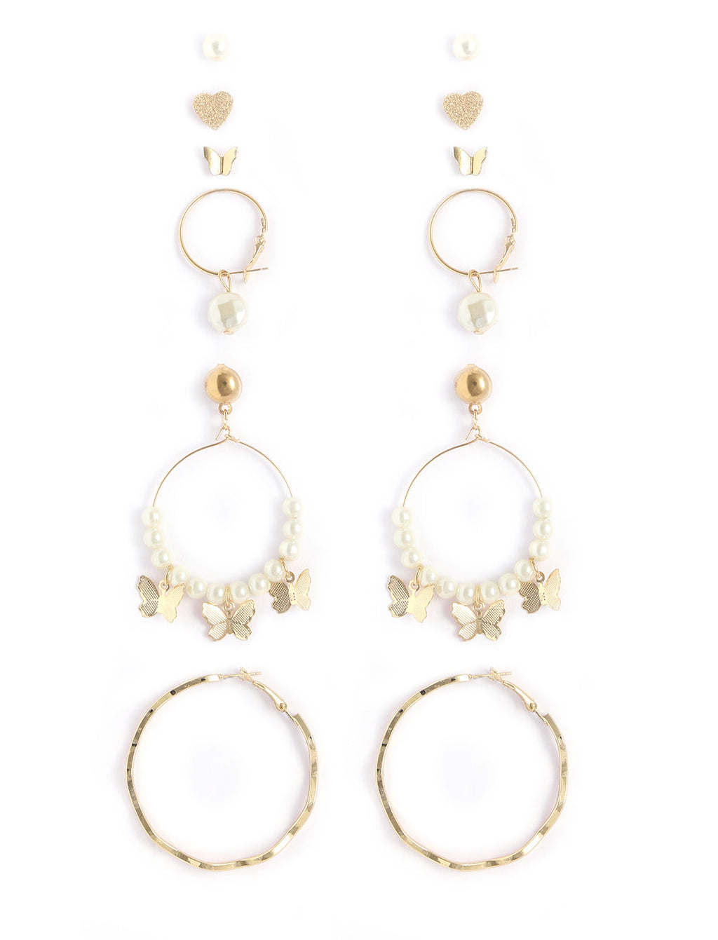 Gold-Plated Alloy Set Of 6 Designer Earrings - The Pari - Distacart
