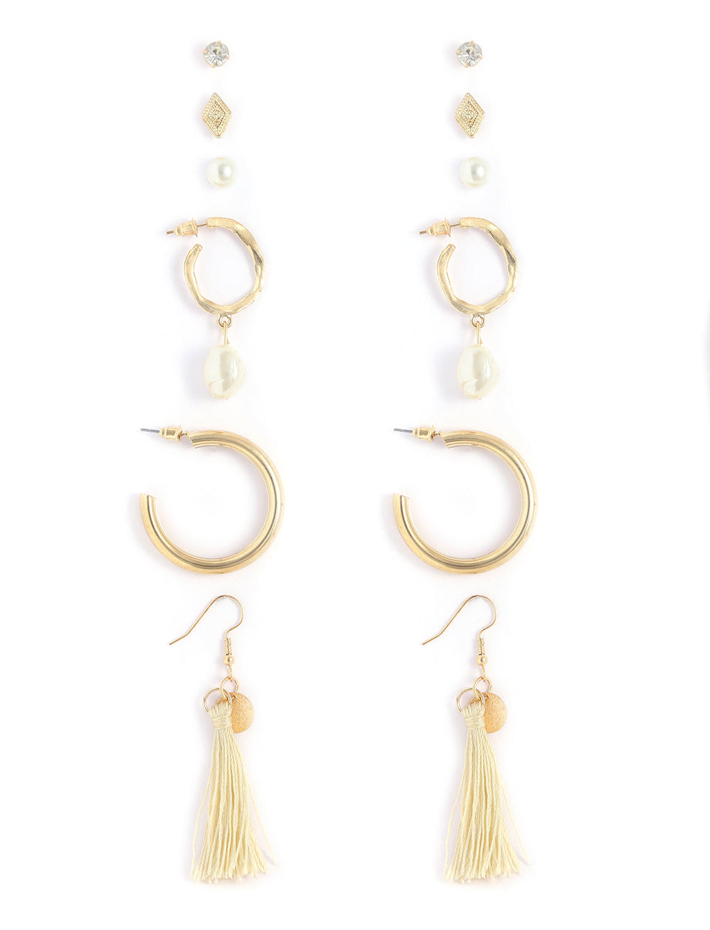 Gold-Plated Alloy Set Of 6 Designer Earrings - The Pari - Distacart