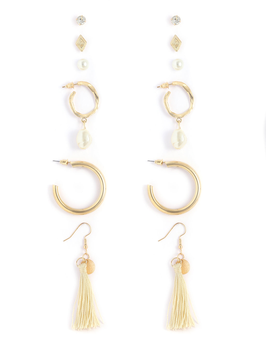 Gold-Plated Alloy Set Of 6 Designer Earrings - The Pari - Distacart