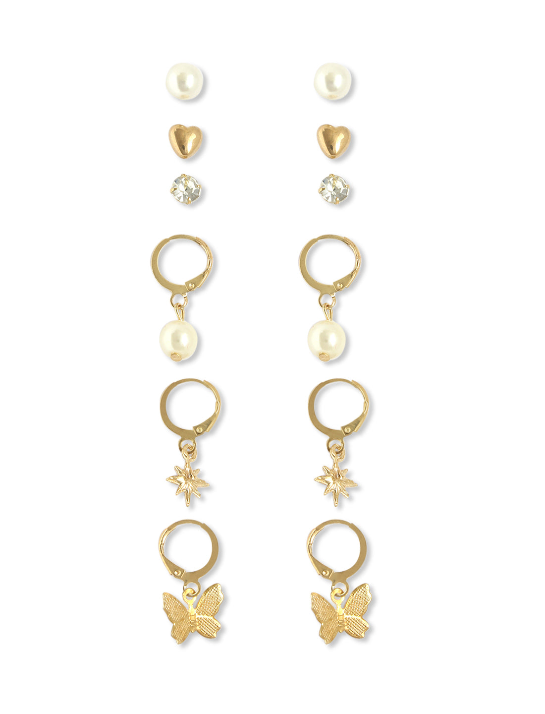 Gold-Plated Alloy Set Of 6 Designer Earrings - The Pari - Distacart