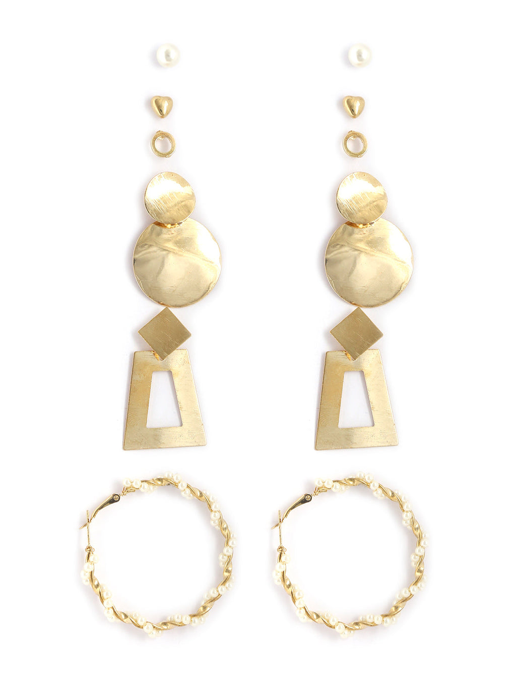 Gold-Plated Alloy Set Of 6 Designer Earrings - The Pari - Distacart