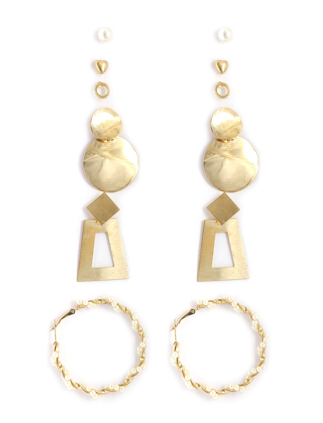 Gold-Plated Alloy Set Of 6 Designer Earrings - The Pari - Distacart