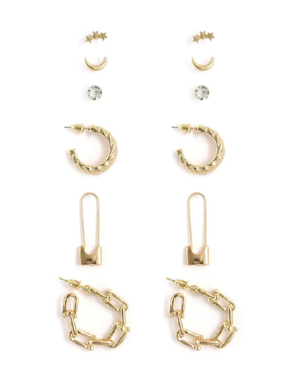 Gold-Plated Alloy Set Of 6 Designer Earrings - The Pari - Distacart