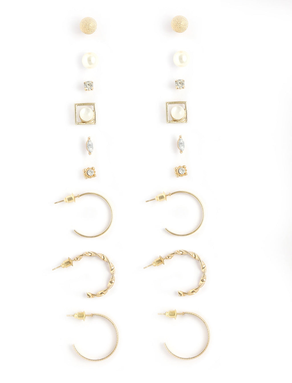 Gold-Plated Alloy Set Of 9 Designer Earrings - The Pari - Distacart