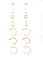 Gold-Plated Alloy Set Of 9 Designer Earrings - The Pari - Distacart
