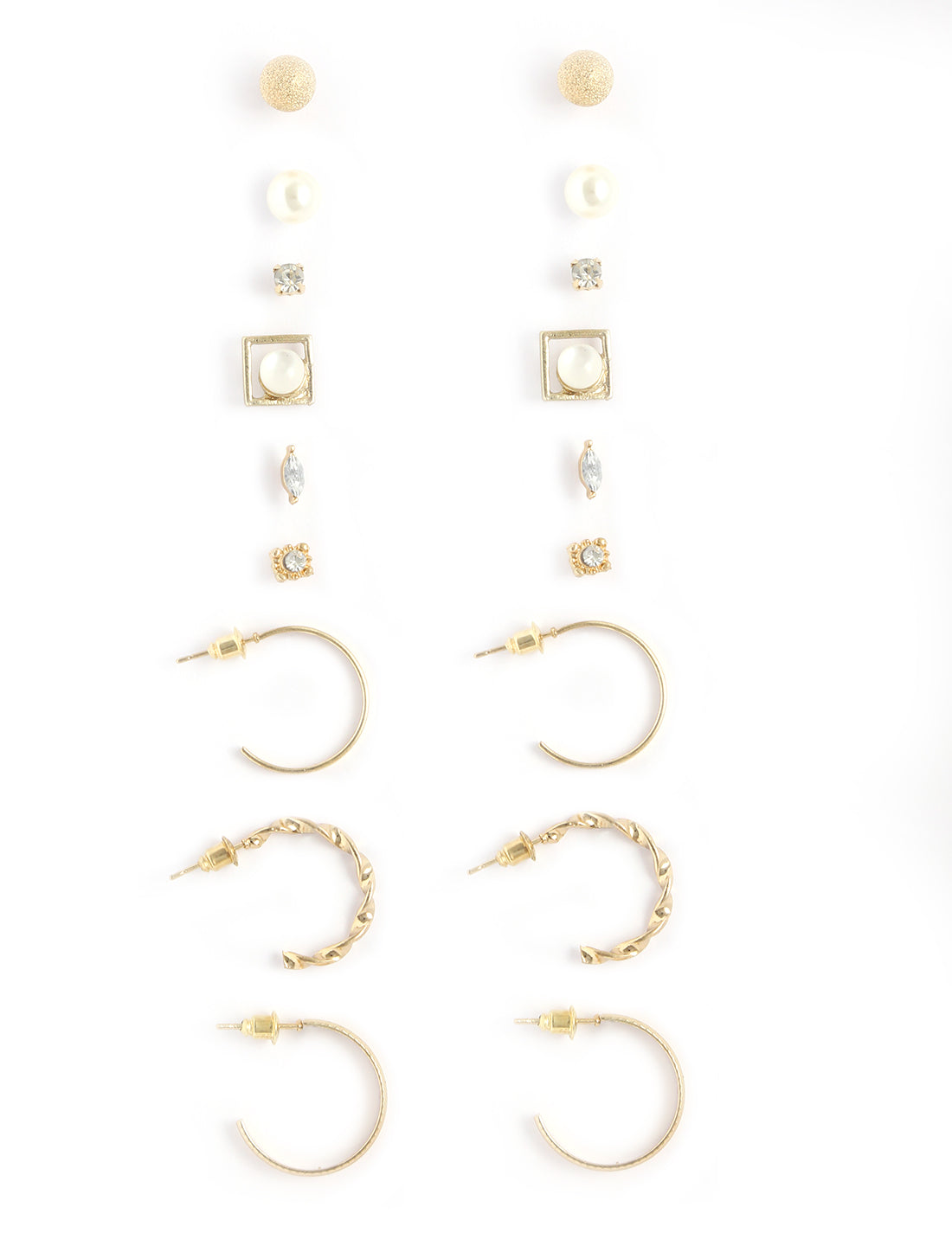 Gold-Plated Alloy Set Of 9 Designer Earrings - The Pari - Distacart