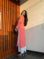 Rangreza Ethnic Liya Chikankari Rayon Kurta Peach - Distacart
