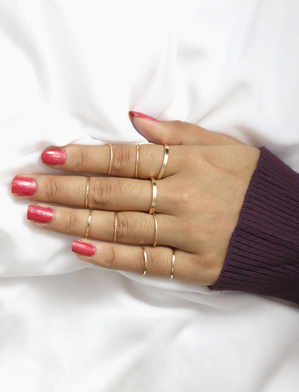 Gold-Polished Alloy Stylish Contemporary Stackable Ring - The Pari