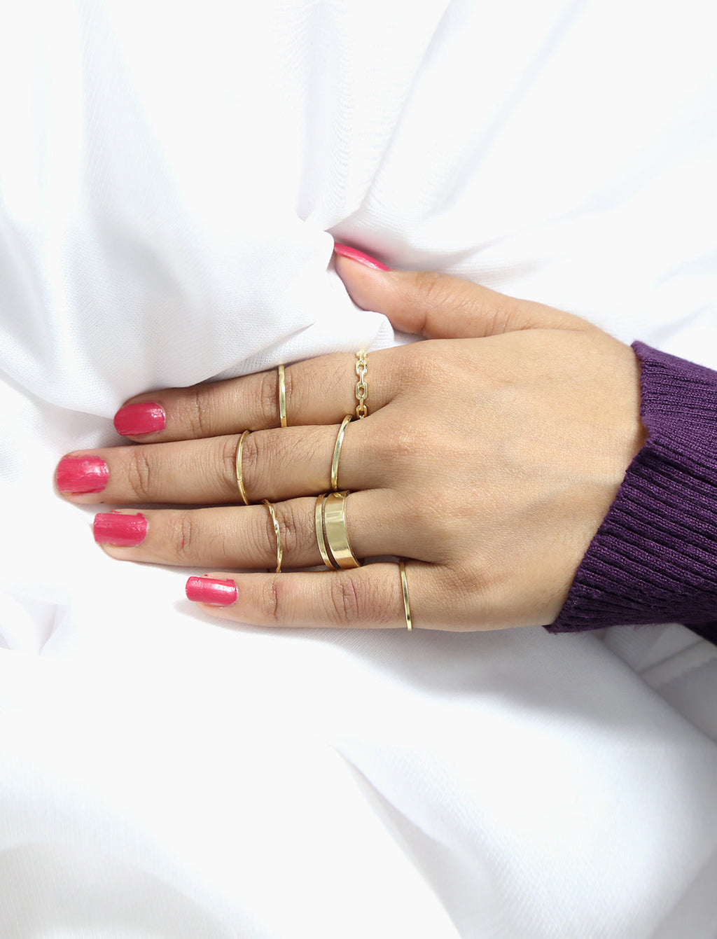 Gold-Polished Alloy Stylish Contemporary Stackable Ring - The Pari