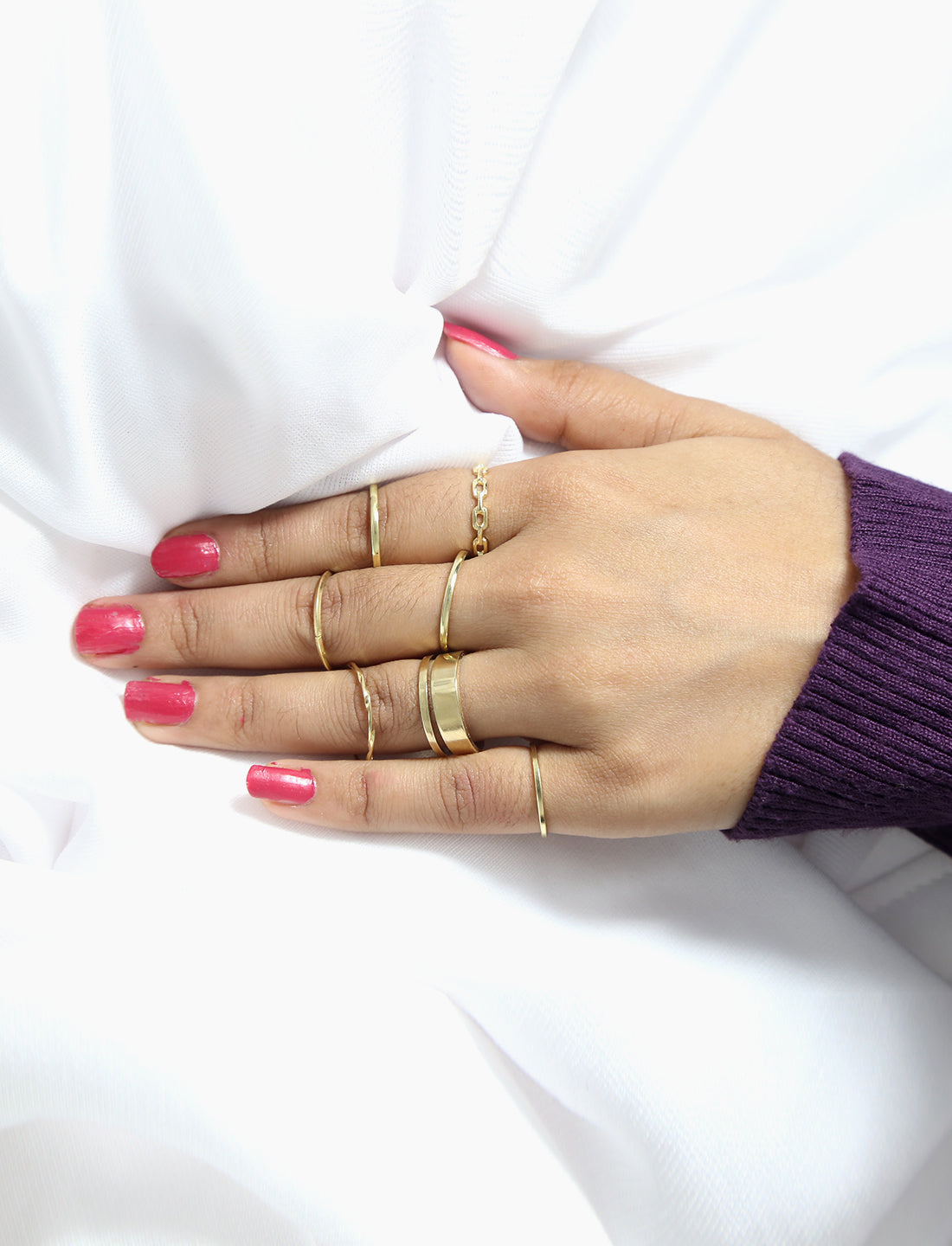Gold-Polished Alloy Stylish Contemporary Stackable Ring - The Pari