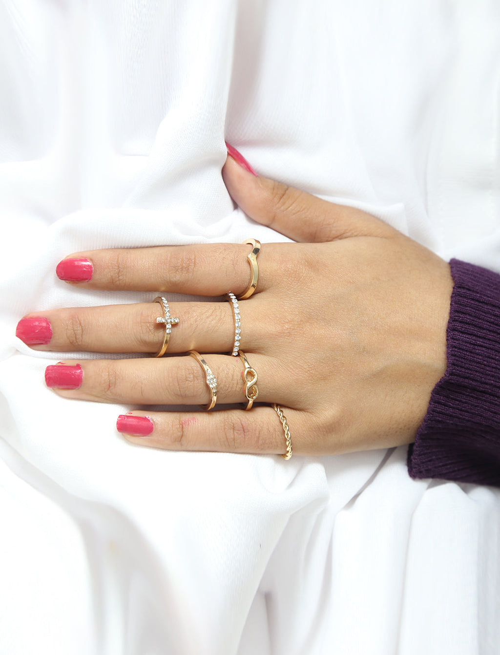 Gold-Polished Alloy Stylish Contemporary Stackable Ring - The Pari
