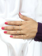 Gold-Polished Alloy Stylish Contemporary Stackable Ring - The Pari