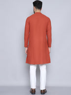 Even Apparels Men's Pure Cotton Rust Sherwani Kurta