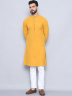 Even Apparels Men's Loop Button Yellow Kurta