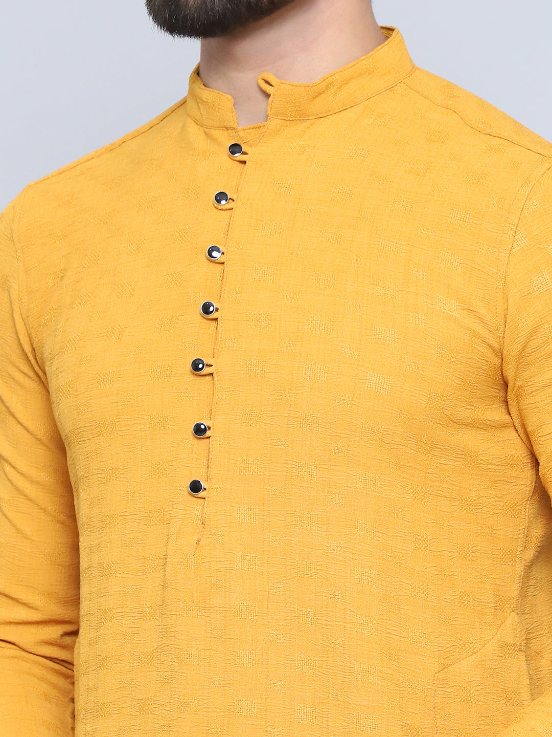 Even Apparels Men's Loop Button Yellow Kurta