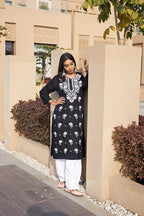 Rangreza Ethnic Chikankari Rayon Kurta Black - Distacart