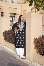 Rangreza Ethnic Chikankari Rayon Kurta Black - Distacart